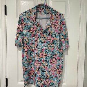 Chubbies Floral golf Shirt - Blue and Pink